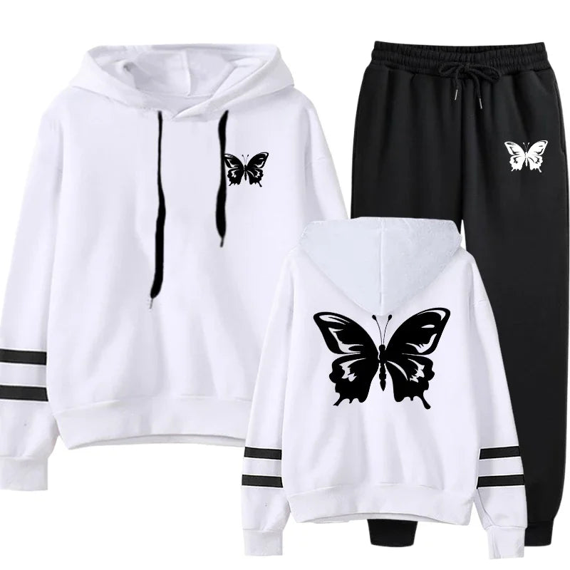 Chándal informal de uso diario para mujer, sudadera con capucha de una sola pieza de calidad a rayas y pantalones deportivos, cómodo para correr al aire libre, otoño e invierno.