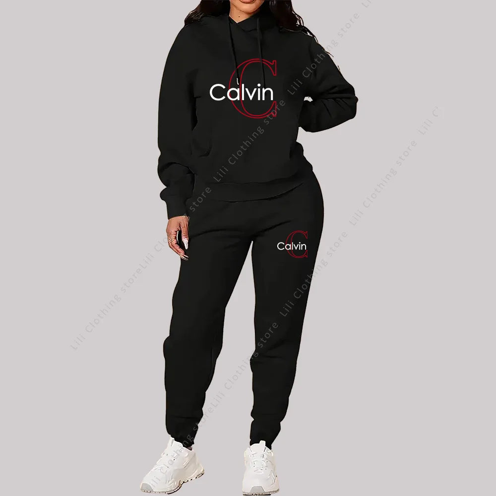 Conjunto deportivo de 2 piezas para mujer, ropa de diseño estético, tendencia, sudaderas con capucha y pantalones deportivos de alta calidad, conjuntos para mujer, 2025