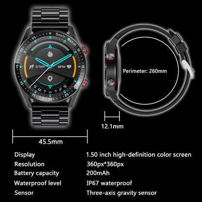 Reloj inteligente GT Series 2025 para hombre, con llamadas de voz, pantalla AMOLED de 1,53 pulgadas, deportivo, ECG + PPG, para Android e iOS.