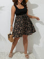 Plus Size Summer Dress Knit Floral Printed Dresses for Women Sleeveless Knee Length Big Size Tummy Control Casual Elegant Dress