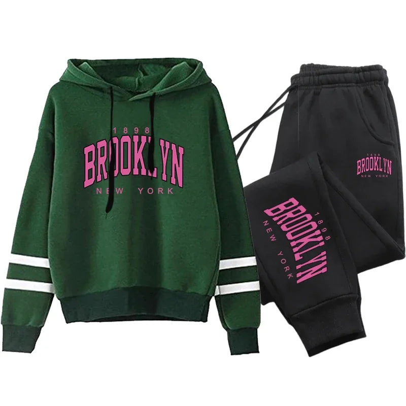 Chándal de calidad para mujer, sudadera con capucha informal de una sola pieza a rayas y pantalones deportivos, cómodo para correr al aire libre, otoño e invierno.