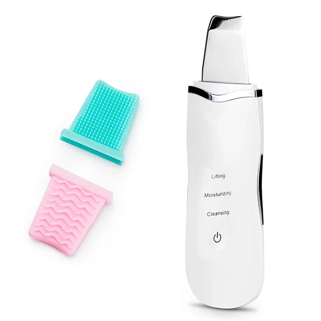 Limpiador ultrasónico de poros, exfoliante, eliminador de puntos negros, limpieza facial profunda, limpiador facial ultrasónico con pala iónica.