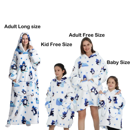 Manta de franela con mangas, sudadera de invierno, jersey de forro polar, manta usable con tiburón gigante, sudadera con capucha para adultos, niños y bebés