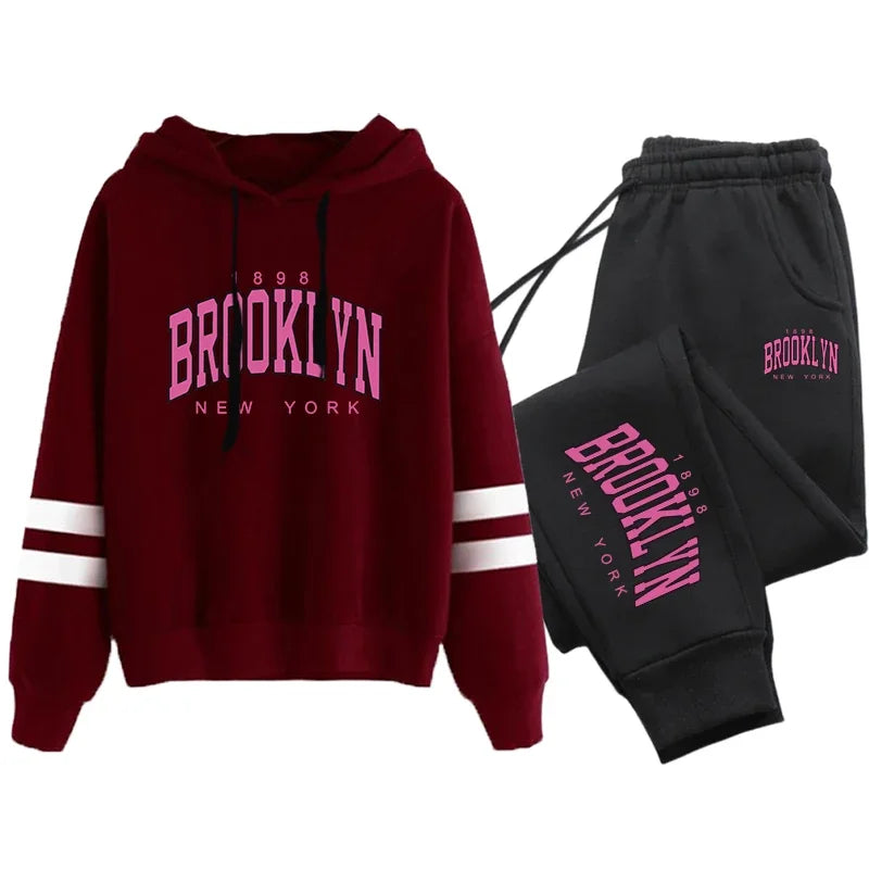 Chándal de calidad para mujer, sudadera con capucha informal de una sola pieza a rayas y pantalones deportivos, cómodo para correr al aire libre, otoño e invierno.
