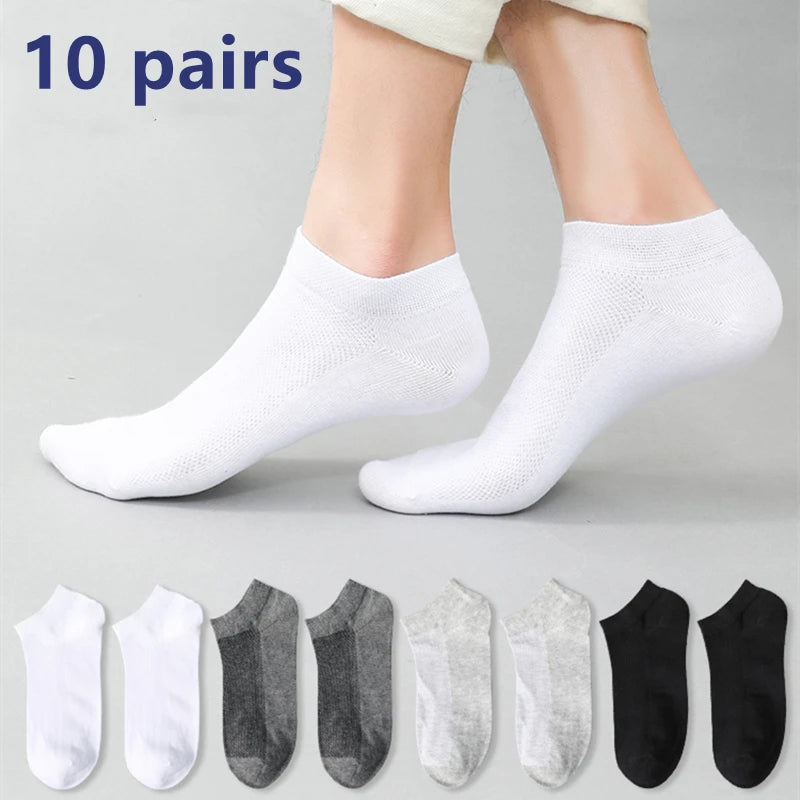 Calcetines deportivos transpirables de fibra de bambú para hombre, de otoño e invierno, con absorción del sudor y desodorantes, para negocios, 10, 5 o 3 pares.