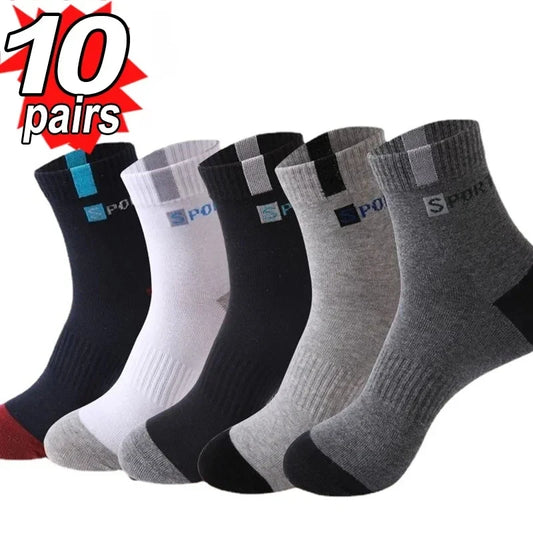 Calcetines deportivos transpirables de fibra de bambú para hombre, de otoño e invierno, con absorción del sudor y desodorantes, para negocios, 10, 5 o 3 pares.