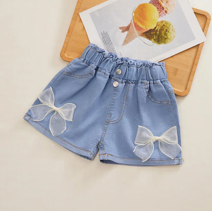 Pantalones cortos vaqueros para niñas, ropa de verano, informales, para bebés, 2025