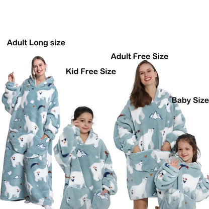 Manta de franela con mangas, sudadera de invierno, jersey de forro polar, manta usable con tiburón gigante, sudadera con capucha para adultos, niños y bebés