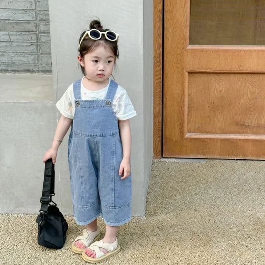 Mono de mezclilla informal para niñas y niños, pantalones con pechera, monos para bebés y niños, conjuntos de otoño para niñas, ropa para niños
