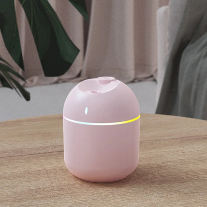 Humidificador de aire de 270 ml, difusor de aroma de vapor frío, luz LED nocturna, protección de apagado, USB, para el hogar y la oficina.