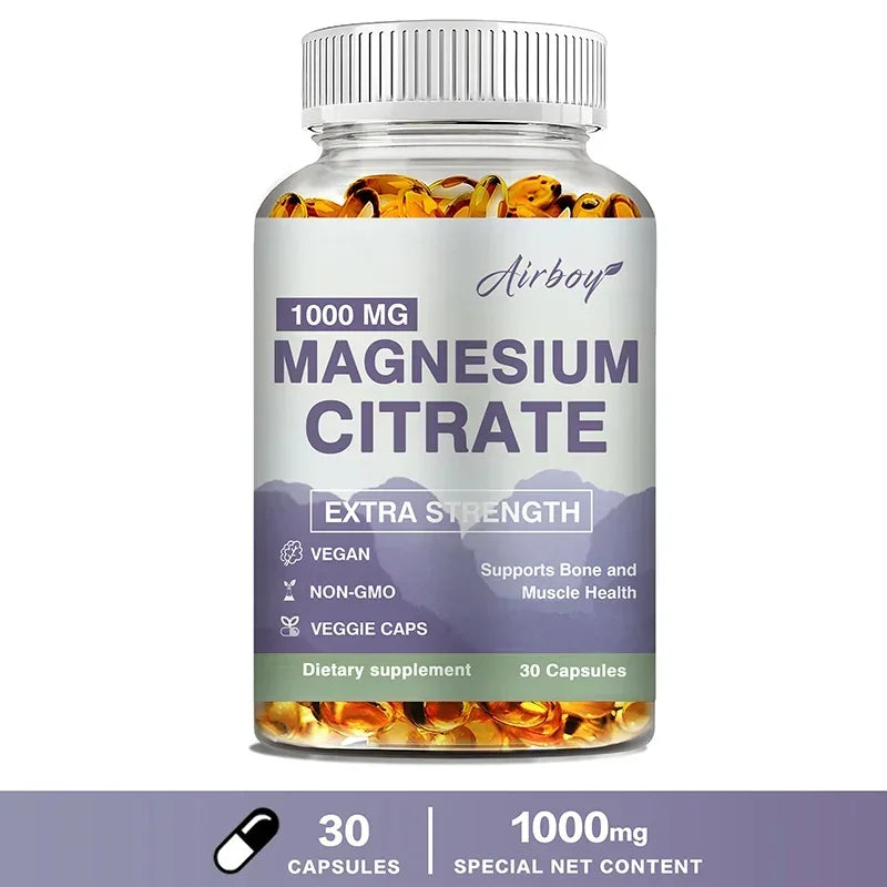 Citrato de magnesio: suplemento para el estrés, la relajación, los huesos, el sueño, la salud cardíaca, los nervios, los músculos y el metabolismo.