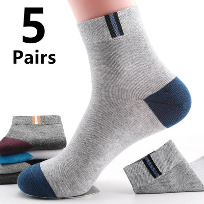 Calcetines deportivos transpirables de fibra de bambú para hombre, de otoño e invierno, con absorción del sudor y desodorantes, para negocios, 10, 5 o 3 pares.