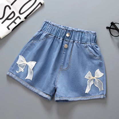 Pantalones cortos vaqueros para niñas, ropa de verano, informales, para bebés, 2025