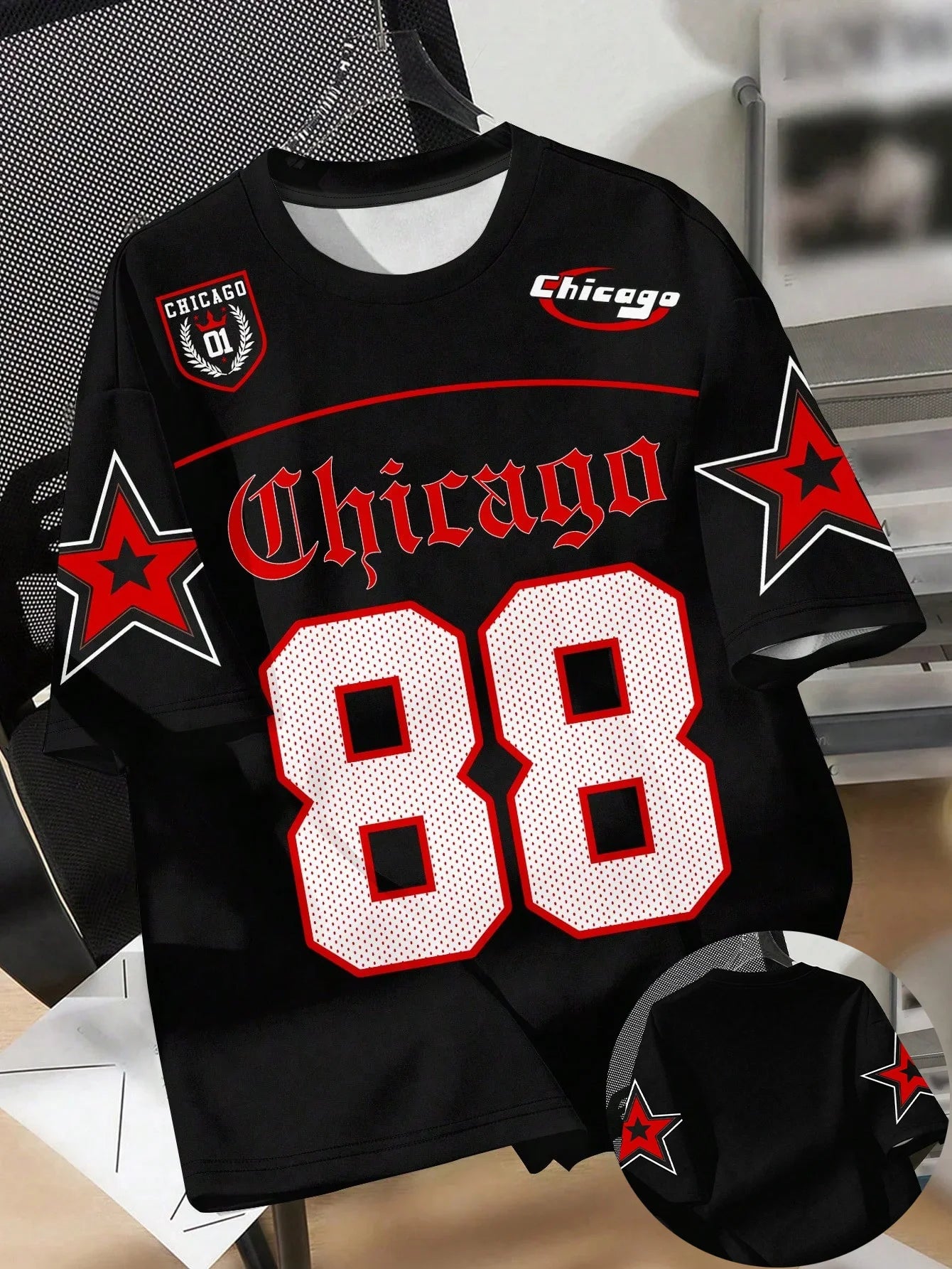 Camiseta informal de cuello redondo para hombre, nueva de verano 2025, con estampado 3D de letras de Chicago, de poliéster, para uso diario y al aire libre.