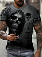 Camiseta de manga corta con estampado 3D de calavera de terror, estilo hip hop callejero, cuello redondo, holgada e informal, para verano, 2025