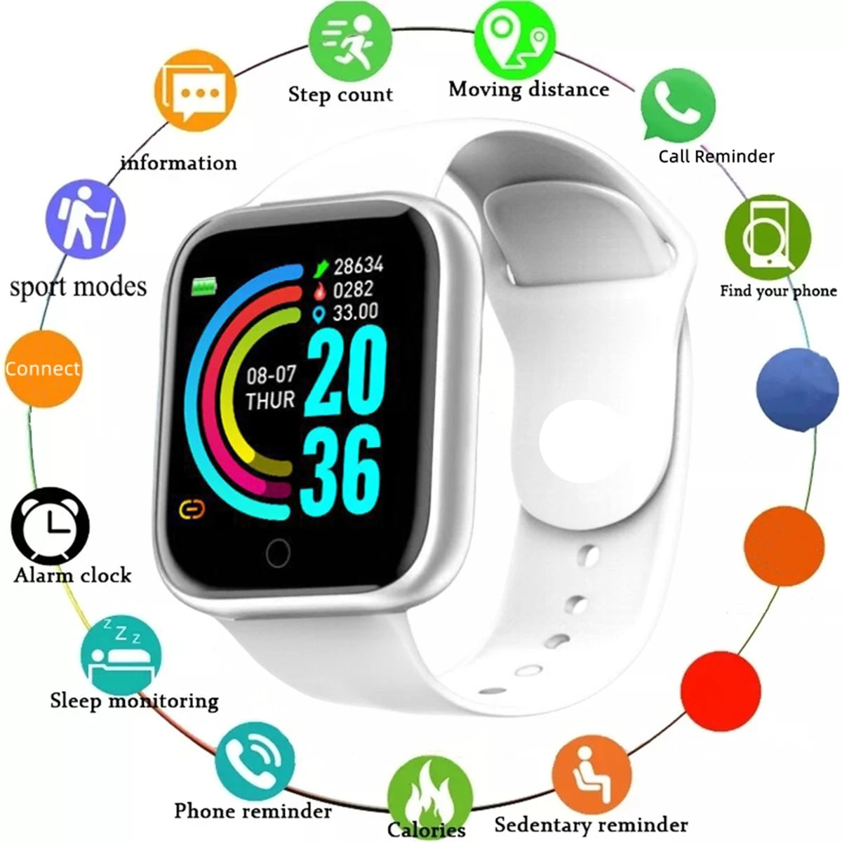 Reloj inteligente para hombre y mujer, pulsera con mensaje, monitor de actividad física, regalo de cumpleaños, reloj electrónico para Xiaomi y Huawei.