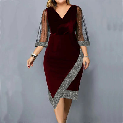 Plus Size Women Dress Winter Plus Size Black Vestidos Formal Occas Dress Elegant Long Skirt Party Female Clothin