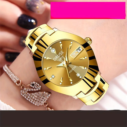 Hermoso reloj para mujer, personalidad elegante, moda, todo duradero, alta gama, atmósfera, tendencia suave, doble calendario, duradero c