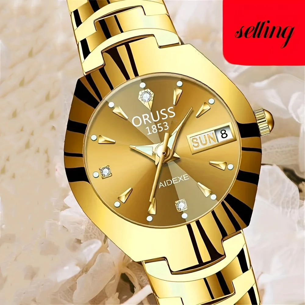 Hermoso reloj para mujer, personalidad elegante, moda, todo duradero, alta gama, atmósfera, tendencia suave, doble calendario, duradero c