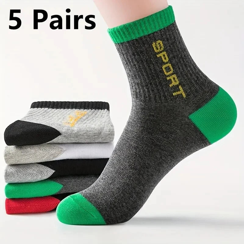 Calcetines deportivos transpirables de fibra de bambú para hombre, de otoño e invierno, con absorción del sudor y desodorantes, para negocios, 10, 5 o 3 pares.