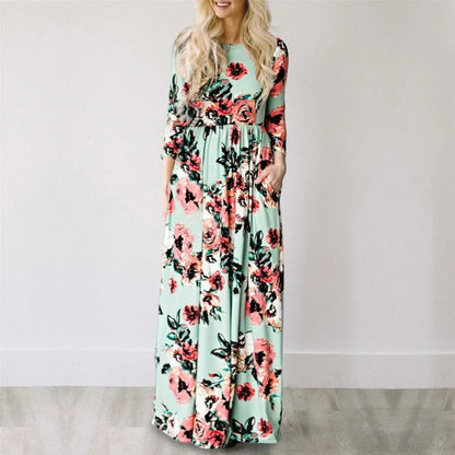Vestido largo de verano para mujer 2025, vestido playero bohemio con estampado floral, vestido maxi blanco para fiesta de noche, vestido de verano, vestidos de fiesta