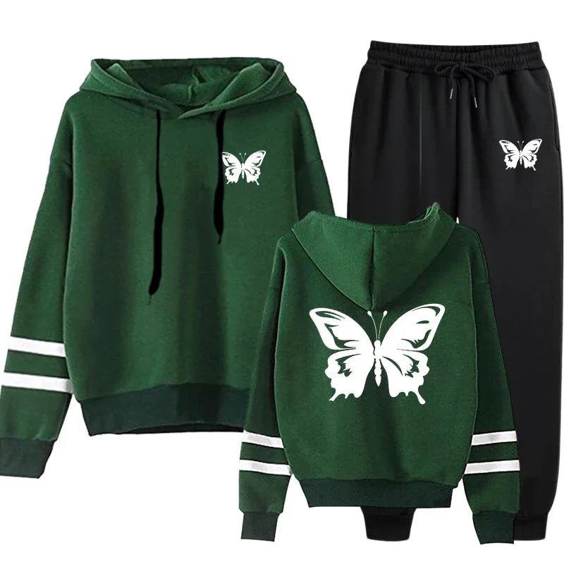 Chándal informal de uso diario para mujer, sudadera con capucha de una sola pieza de calidad a rayas y pantalones deportivos, cómodo para correr al aire libre, otoño e invierno.