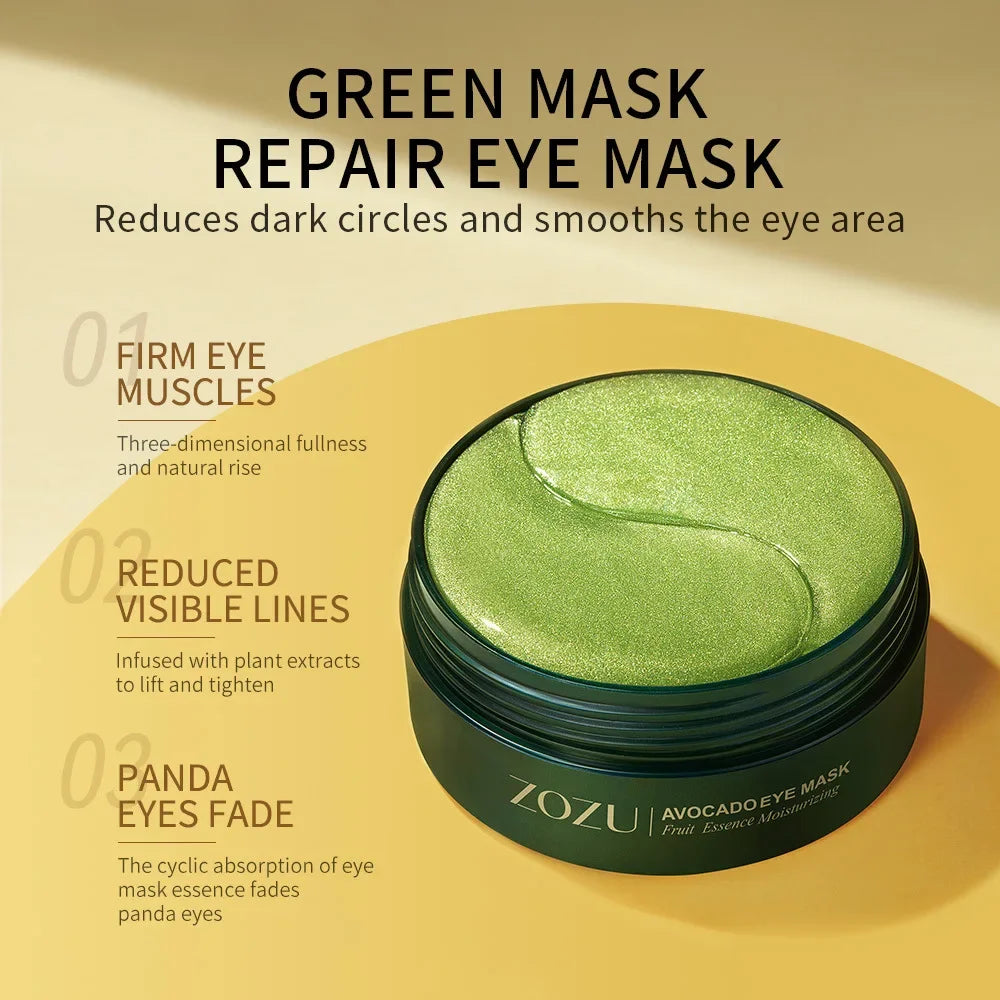 Mascarilla de colágeno dorado con aguacate para ojos, 120 unidades, antiojeras, bolsas, hidratante, antiarrugas, cuidado de la piel.