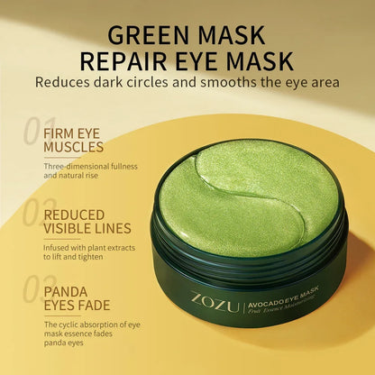Mascarilla de colágeno dorado con aguacate para ojos, 120 unidades, antiojeras, bolsas, hidratante, antiarrugas, cuidado de la piel.