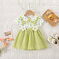 Vestido de verano para niña de 0 a 3 años, de algodón, con estampado floral, de dos piezas y tirantes finos, de manga corta.