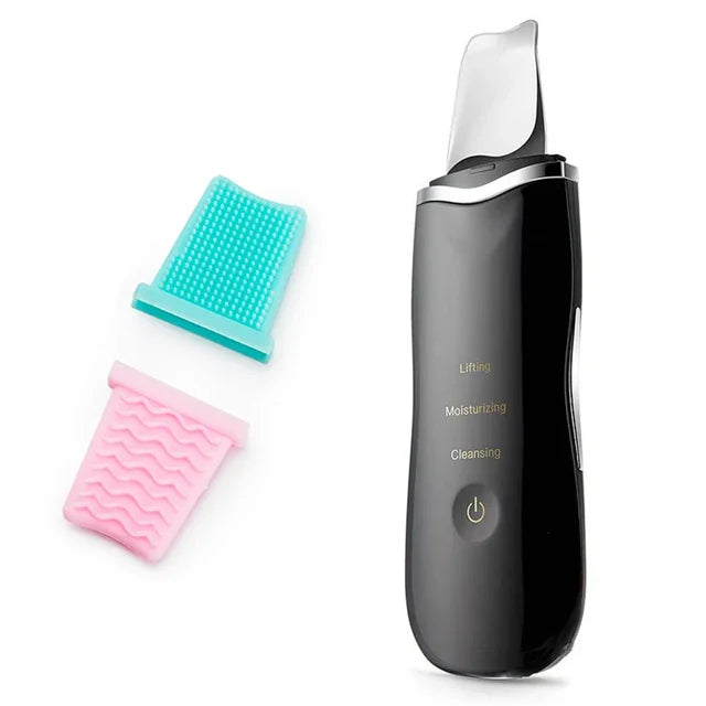 Limpiador ultrasónico de poros, exfoliante, eliminador de puntos negros, limpieza facial profunda, limpiador facial ultrasónico con pala iónica.