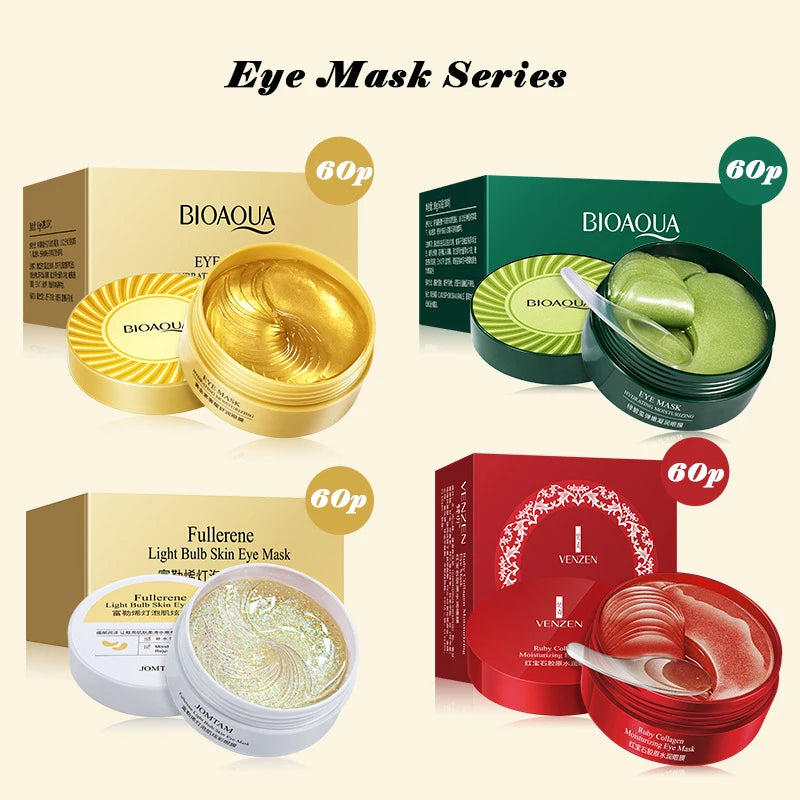 Mascarilla de colágeno dorado para ojos, hidratante, antiojeras, bolsas, cuidado ocular, parches reafirmantes de belleza, 60 unidades