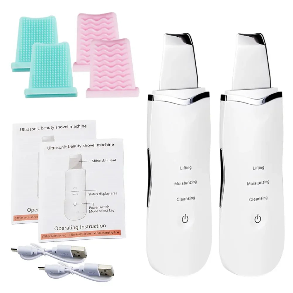 Limpiador ultrasónico de poros, exfoliante, eliminador de puntos negros, limpieza facial profunda, limpiador facial ultrasónico con pala iónica.
