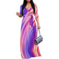 Blue Swirl Print Wrap Maxi Dress S-3XL | Elegant V-Neck Dress for Casual Outings, Parties, and Summer Events