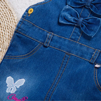 IENENS - Monos para bebé niña, pantalones vaqueros para niño, pantalones con bordado de mariposa, mono infantil de 0 a 4 años