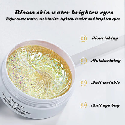Mascarilla de colágeno dorado para ojos, hidratante, antiojeras, bolsas, cuidado ocular, parches reafirmantes de belleza, 60 unidades
