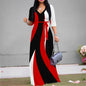 Maxi Dress for Women Casual Sundress V-Neck 3/4 Sleeve Plus Size