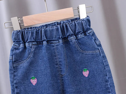 Pantalones vaqueros ajustados para niñas, pantalones vaqueros Suona de primavera y otoño, pantalones casuales elásticos acampanados para niños, ropa para niños de 0 a 5 años
