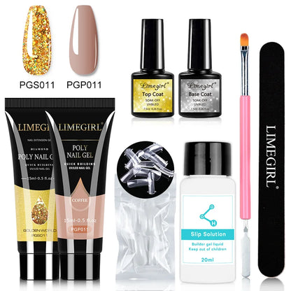 Kit Nail Art Limegirl, gel de uñas polivinílico, gel de remojo extensible, kit de esmalte de gel acrílico para principiantes, gel semipermanente