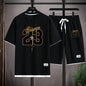 2025 Men'S Summer Fitness Running Casual Sportswear Set Quick-Drying Breathable Short-Sleeved T-Shirt + Shorts Two-Piece Set