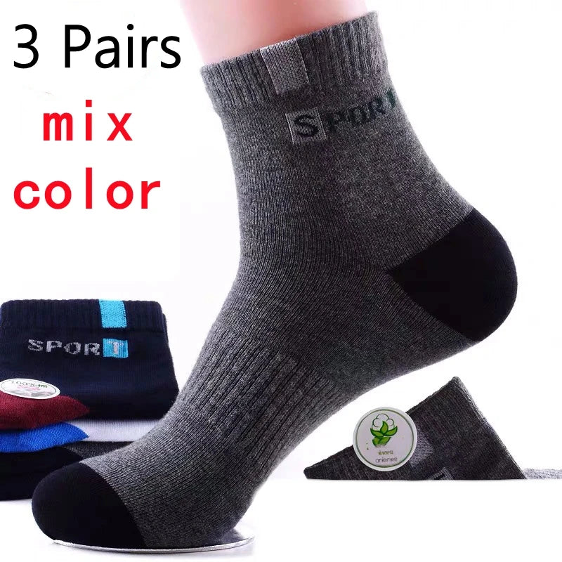 Calcetines deportivos transpirables de fibra de bambú para hombre, de otoño e invierno, con absorción del sudor y desodorantes, para negocios, 10, 5 o 3 pares.