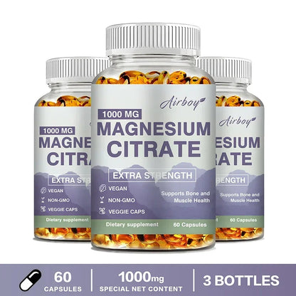Citrato de magnesio: suplemento para el estrés, la relajación, los huesos, el sueño, la salud cardíaca, los nervios, los músculos y el metabolismo.