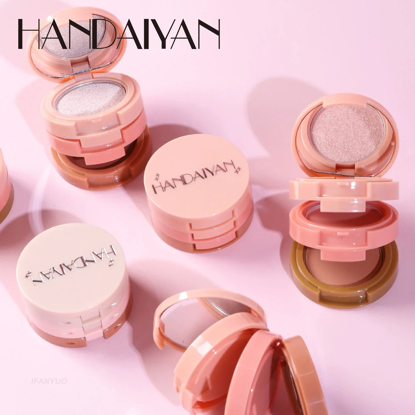 Nueva paleta de rubor, iluminador y contorno mate 3 en 1, sombra de ojos brillante y perlada, paleta de maquillaje facial multifuncional, cosmética femenina