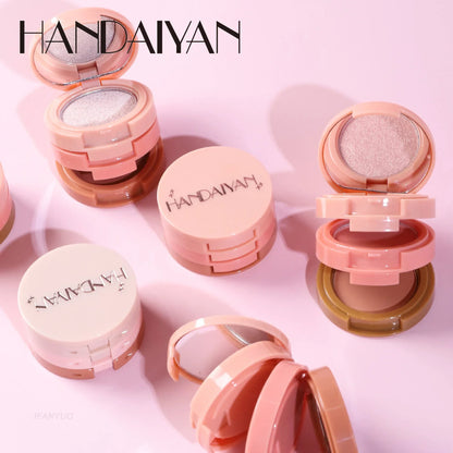 Nueva paleta de rubor, iluminador y contorno mate 3 en 1, sombra de ojos brillante y perlada, paleta de maquillaje facial multifuncional, cosmética femenina