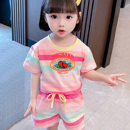 Conjuntos de ropa de verano de Hello Kitty para niñas pequeñas, camiseta de manga corta y pantalones cortos con cintura elástica, 2 piezas