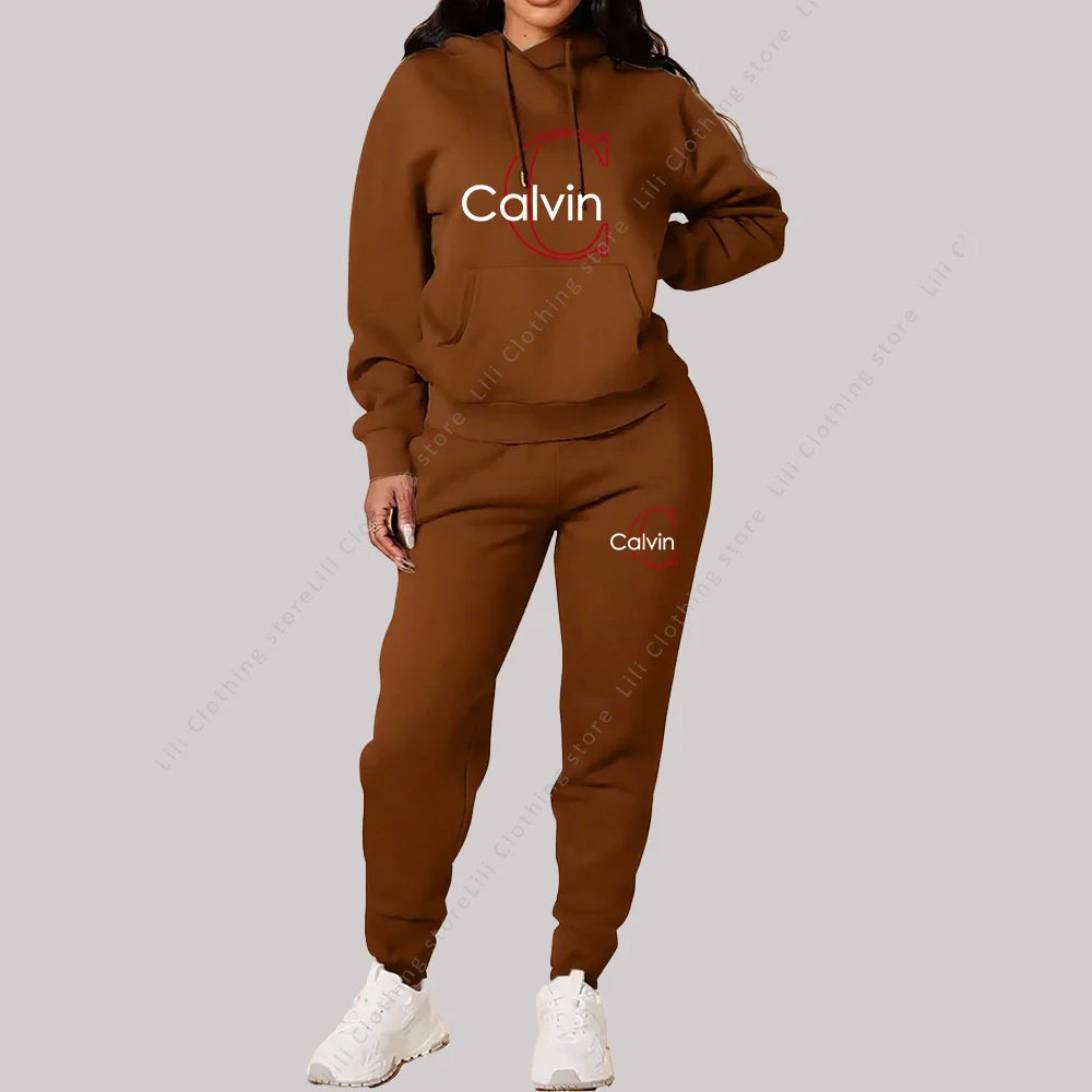 Conjunto deportivo de 2 piezas para mujer, ropa de diseño estético, tendencia, sudaderas con capucha y pantalones deportivos de alta calidad, conjuntos para mujer, 2025