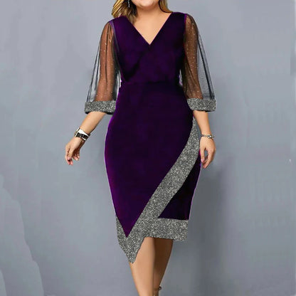 Plus Size Women Dress Winter Plus Size Black Vestidos Formal Occas Dress Elegant Long Skirt Party Female Clothin