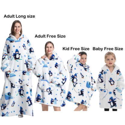 Manta de franela con mangas, sudadera de invierno, jersey de forro polar, manta usable con tiburón gigante, sudadera con capucha para adultos, niños y bebés