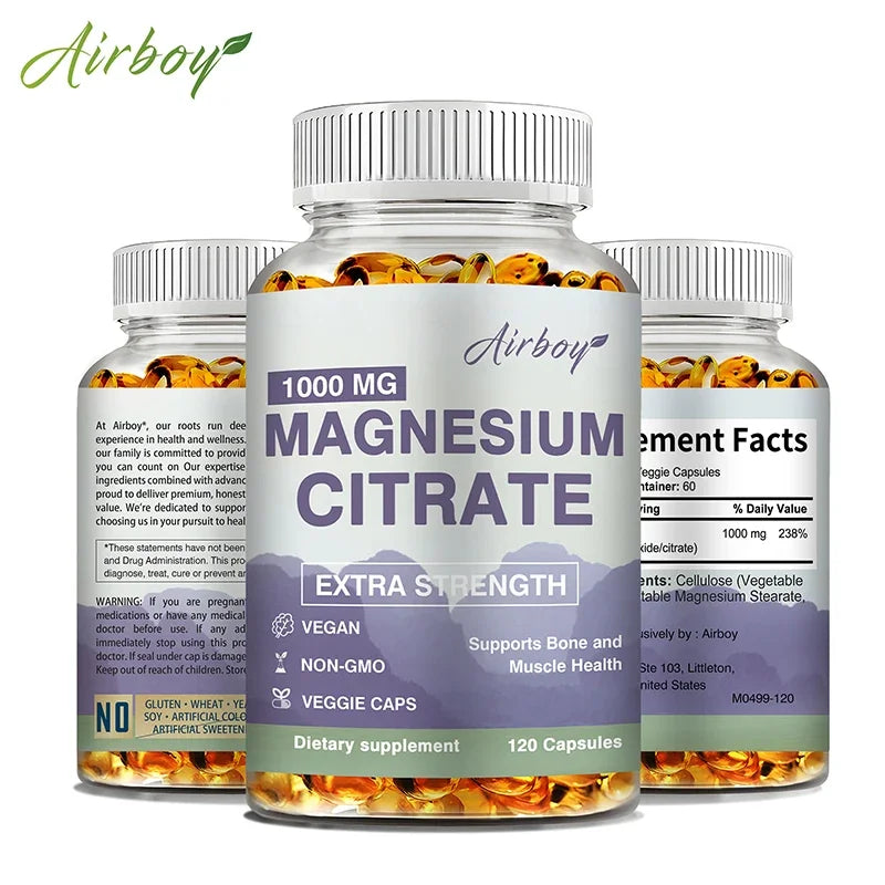 Citrato de magnesio: suplemento para el estrés, la relajación, los huesos, el sueño, la salud cardíaca, los nervios, los músculos y el metabolismo.