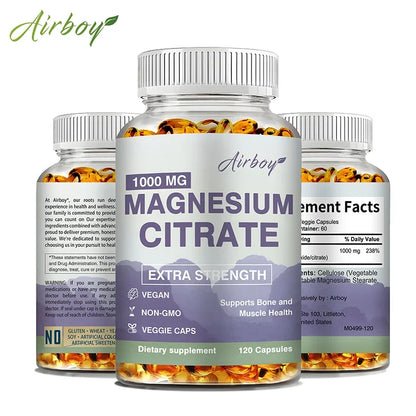 Citrato de magnesio: suplemento para el estrés, la relajación, los huesos, el sueño, la salud cardíaca, los nervios, los músculos y el metabolismo.