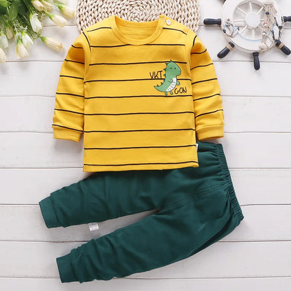 Ropa de algodón para niña, conjunto de invierno para bebé recién nacido, 2 conjuntos de pijamas de primavera para niños de 0 a 5 años, ropa informal de dibujos animados para bebé